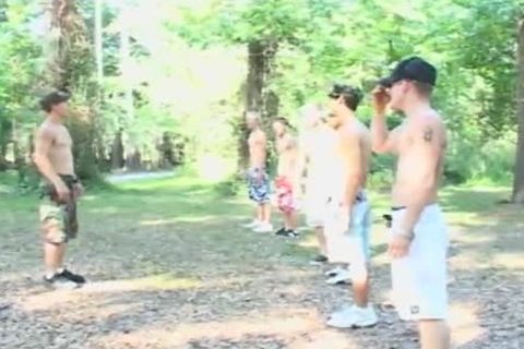 Two Country teens Wrestle in nature's garb Then suck Each Other