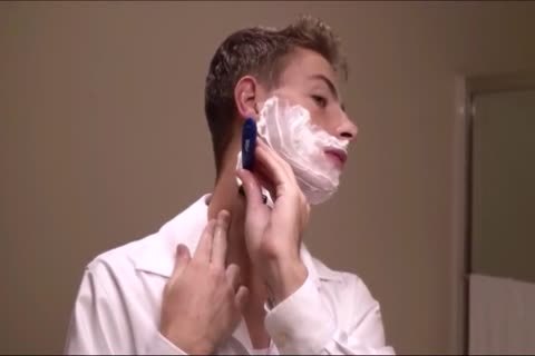 Skinny gay bareback blowjob cum