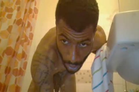 black chap jerking off With His large penis