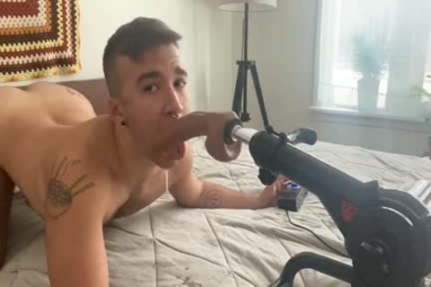 FTM Fag poke Machine Deepthroat Training, Creaming On poke Machine