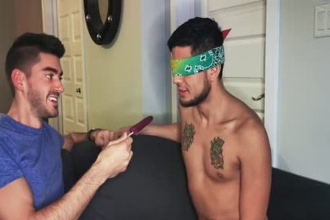Blindfolded Roommate acquires cock To Distract Him