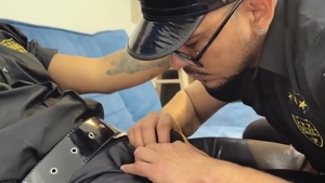 Police Wrecking & Feeding fella Officer horny Mancum